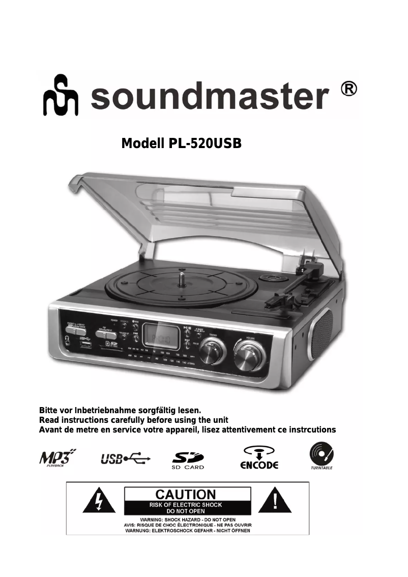 Page 1 de la notice Manuel utilisateur Soundmaster PL-520USB