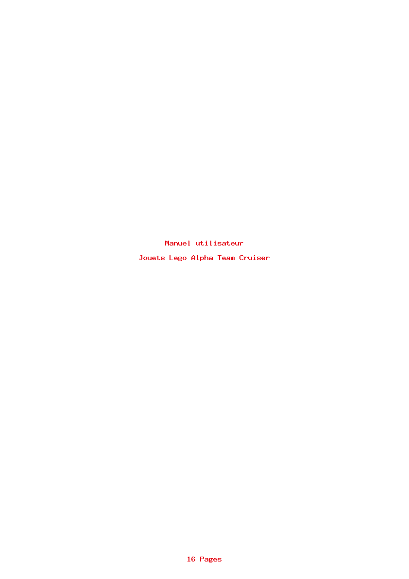 Page 1 de la notice Manuel utilisateur Lego Alpha Team Cruiser