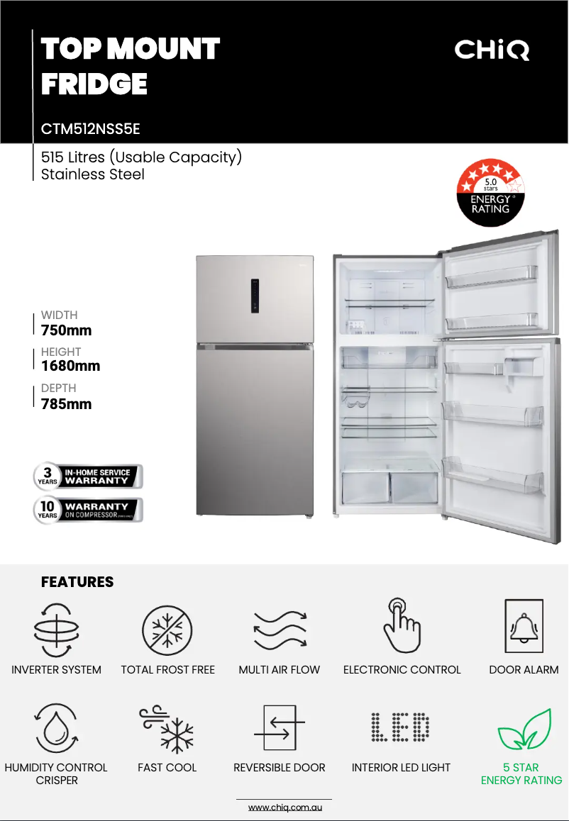 Page 1 of the manual Technical Sheet CHiQ CTM512NSS