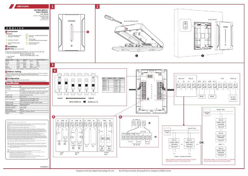 Page 1 de la notice Manuel utilisateur Hikvision DS-PM1-I8O2-H