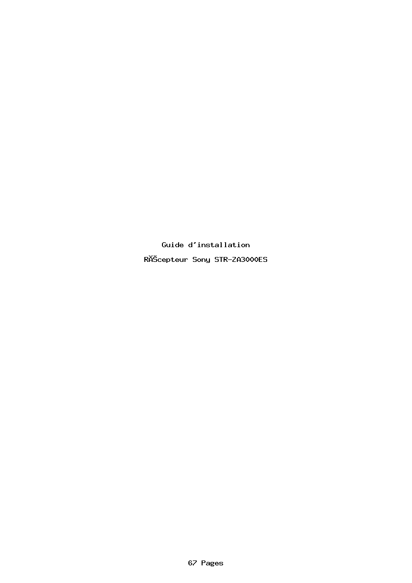 Page 1 de la notice Guide d'installation Sony STR-ZA3000ES