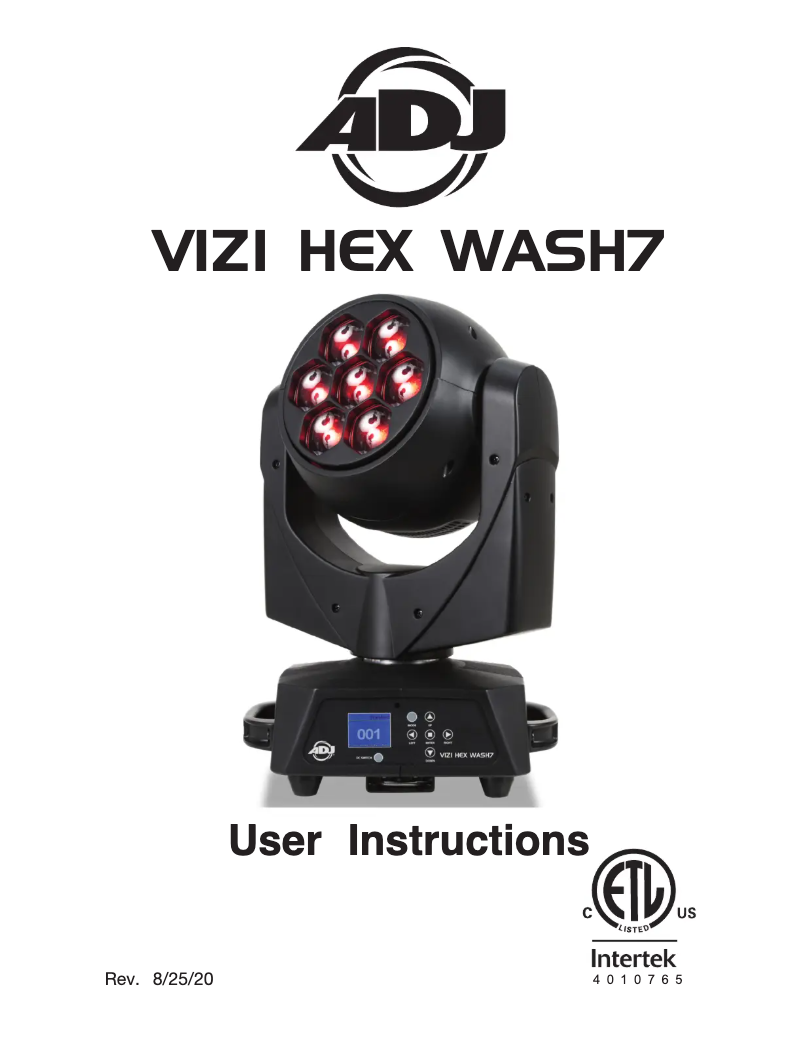 Page 1 de la notice Manuel utilisateur Adj Vizi Hex Wash7