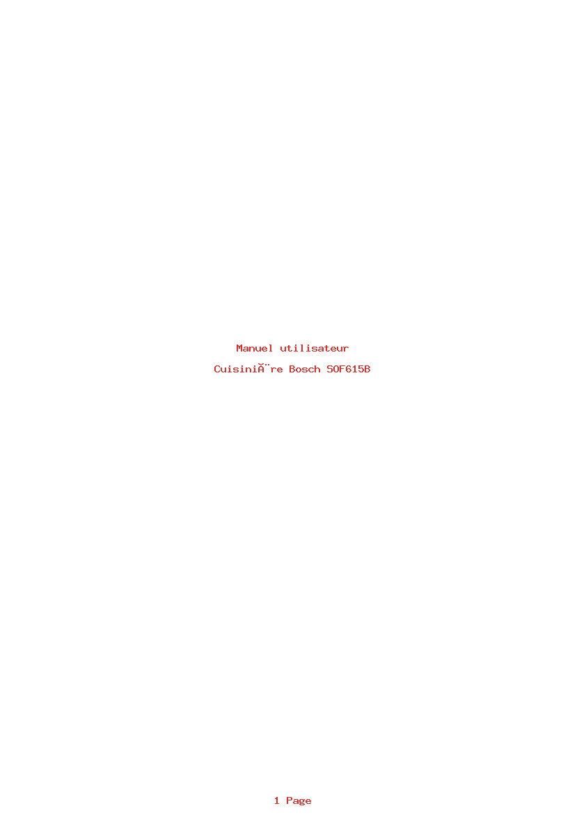 Page 1 de la notice Manuel utilisateur Bosch SOF615B