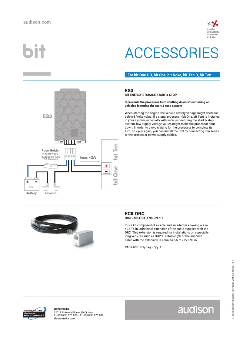 Page 1 de la notice Manuel utilisateur Audison ECK DRC