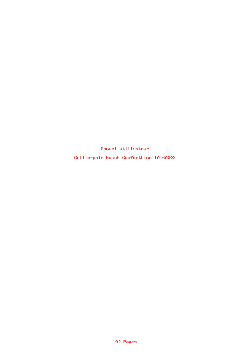 Page 1 de la notice Manuel utilisateur Bosch ComfortLine TAT6A003