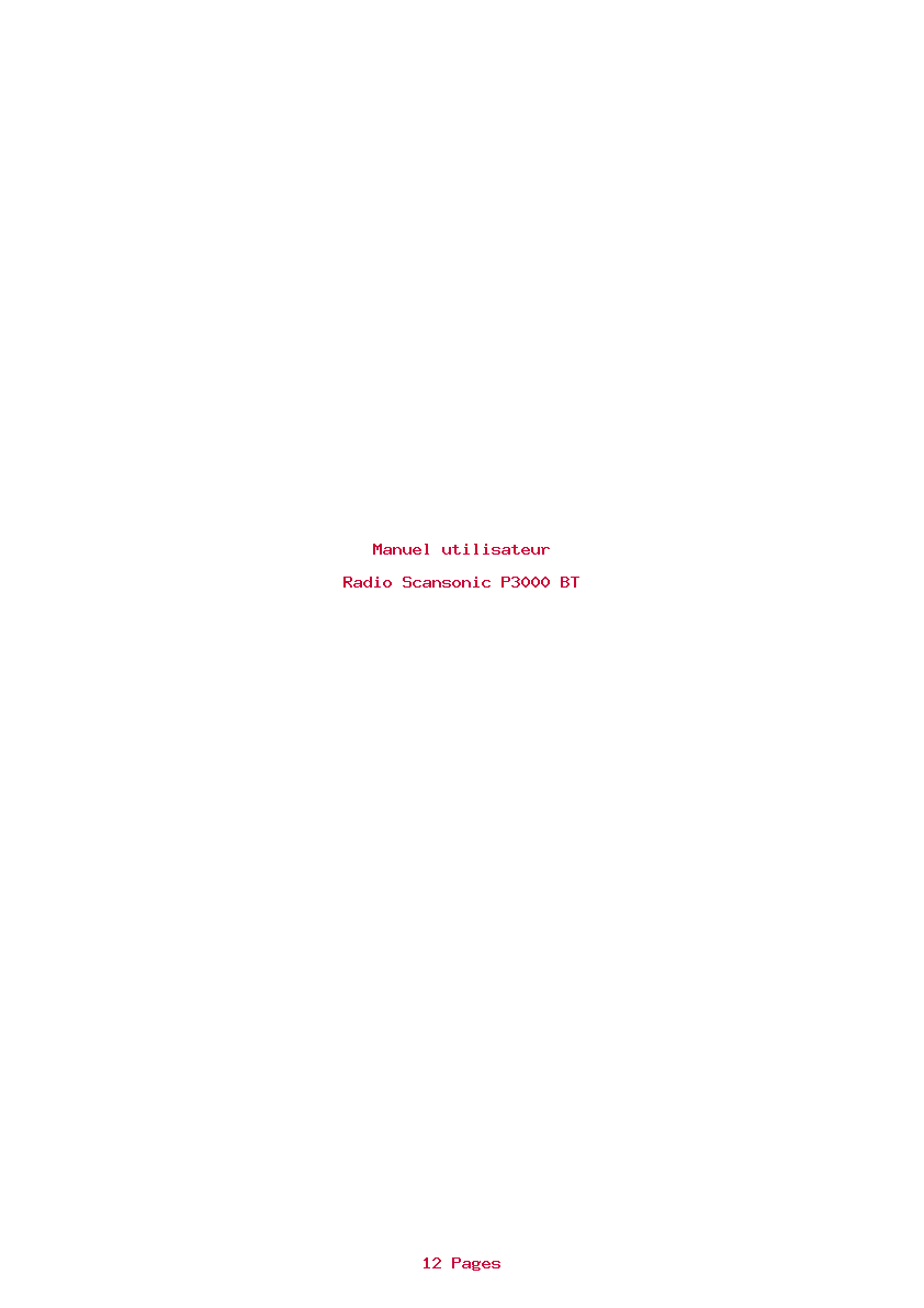 Page 1 de la notice Manuel utilisateur Scansonic P3000 BT