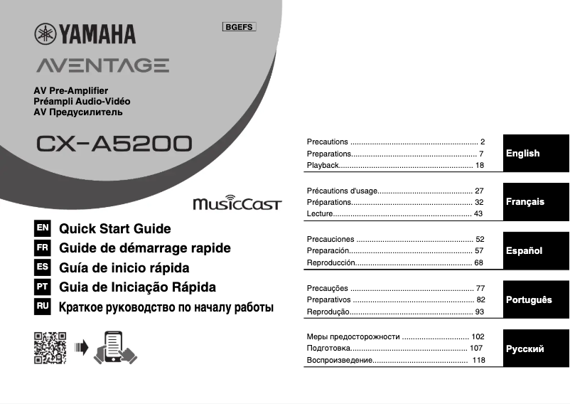 Page 1 of the manual User Manual Yamaha MusicCast Aventage CX-A5200