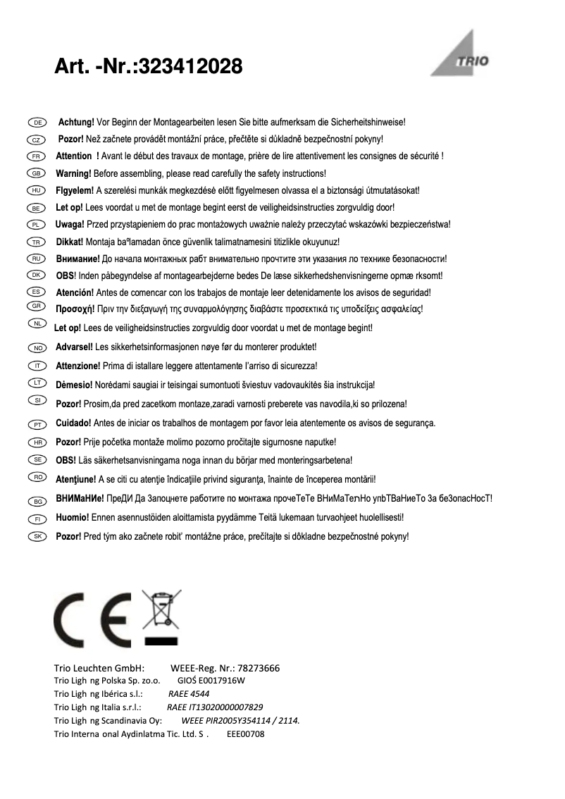 Page 1 de la notice Manuel utilisateur Trio Lighting Dazam