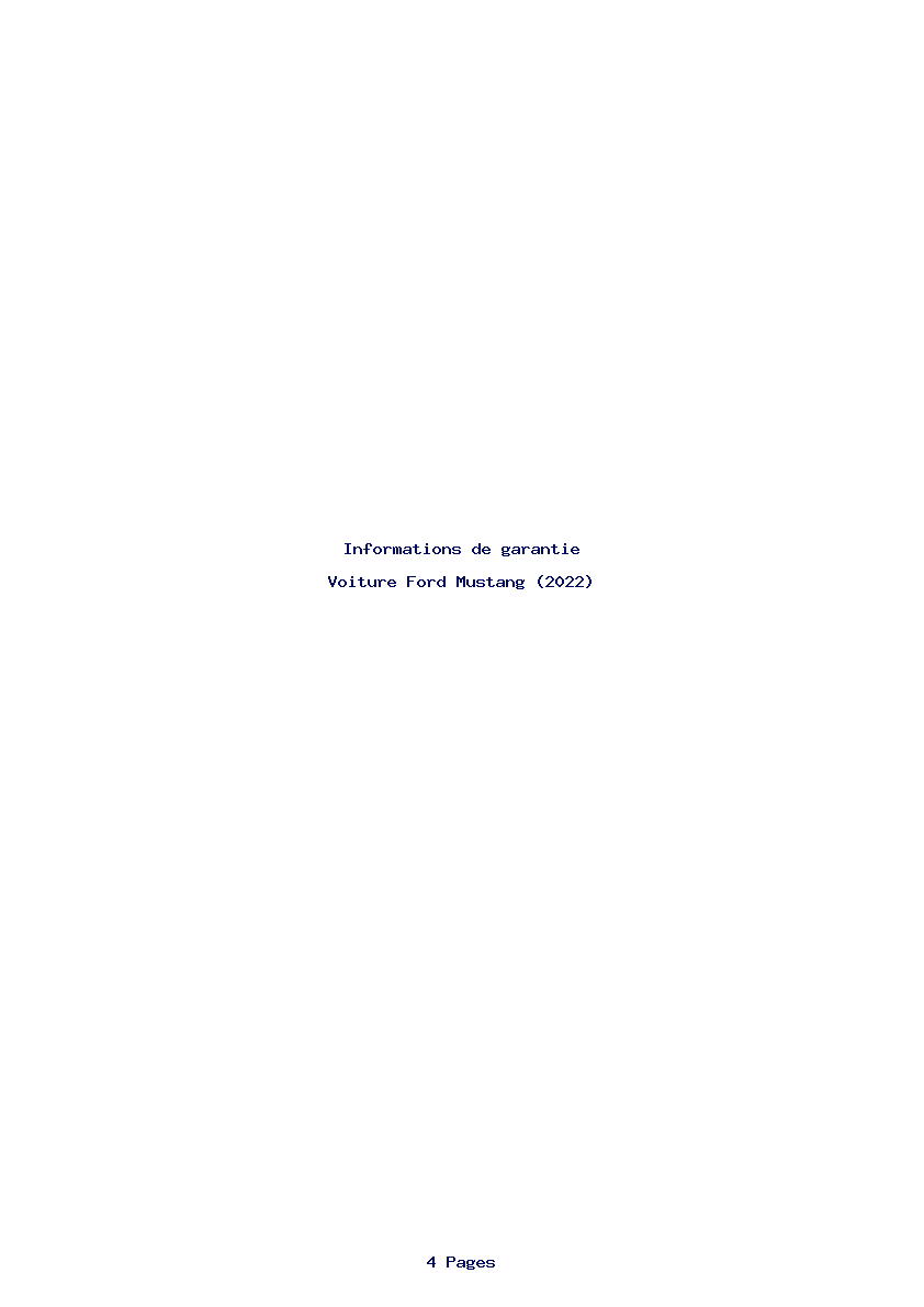 Page 1 de la notice Informations de garantie Ford Mustang (2022)