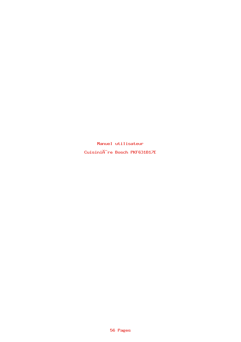 Page 1 de la notice Manuel utilisateur Bosch PKF631B17E