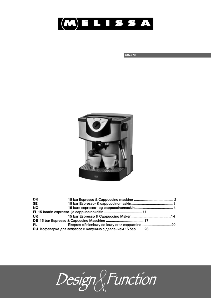 Page 1 of the manual User Manual Melissa 645-079