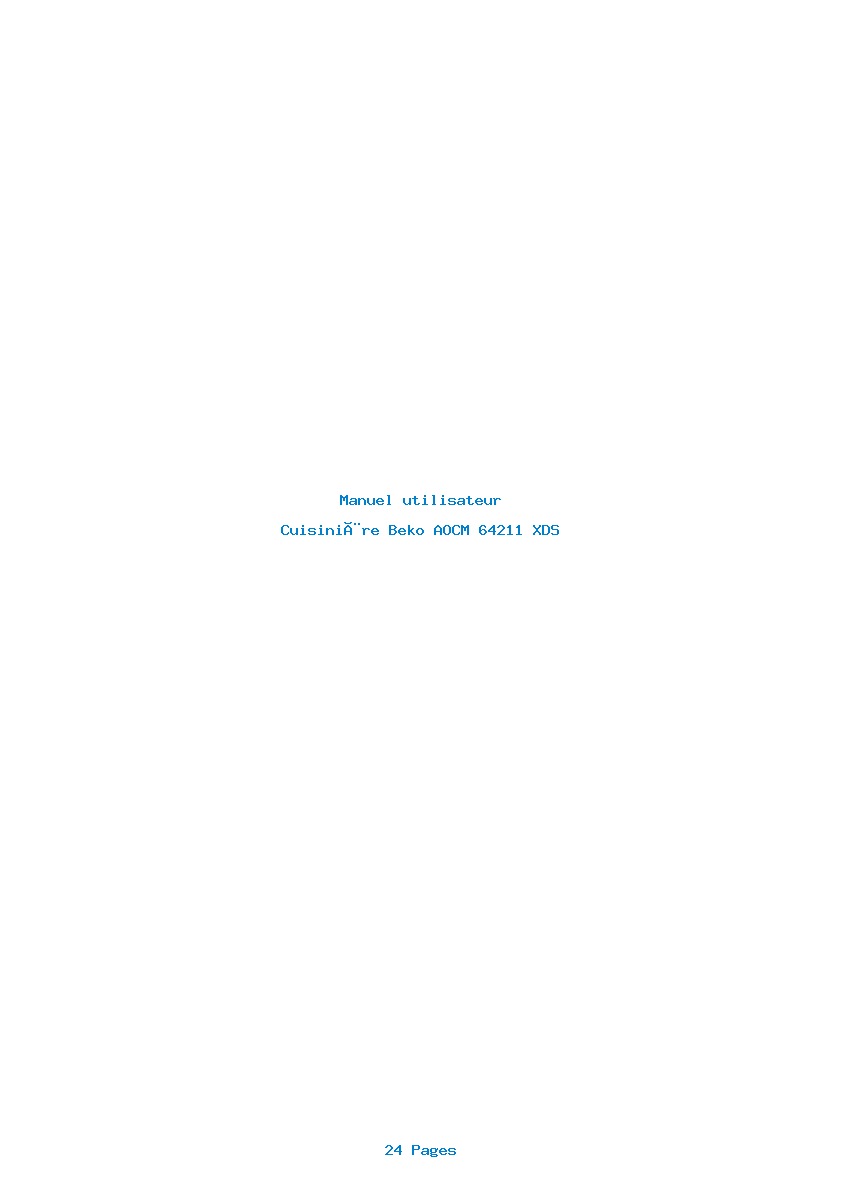 Page 1 de la notice Manuel utilisateur Beko AOCM 64211 XDS
