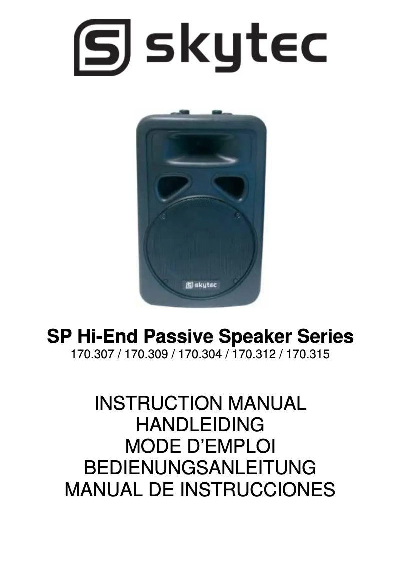 Page 1 de la notice Manuel utilisateur Skytec SP Hi-End Passive Speaker 170.307