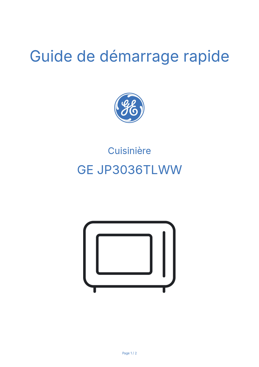 Image de la première page du manuel de l'appareil JP3036TLWW