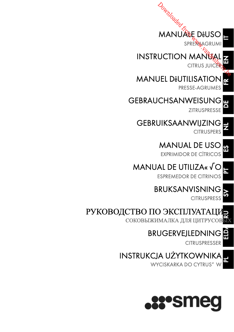 Página 1 del manual Manual de usuario Smeg CJF01