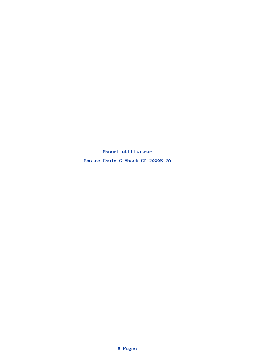 Page 1 de la notice Manuel utilisateur Casio G-Shock GA-2000S-7A