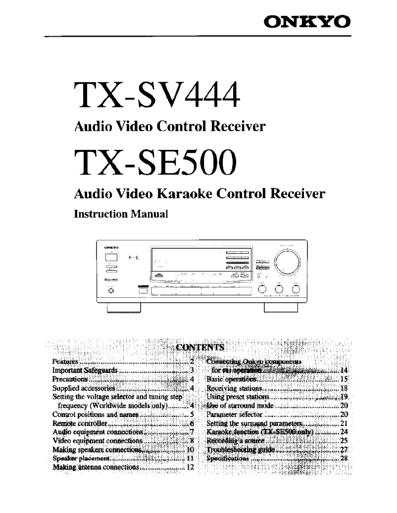 Page 1 de la notice Manuel utilisateur Onkyo TX-SV444
