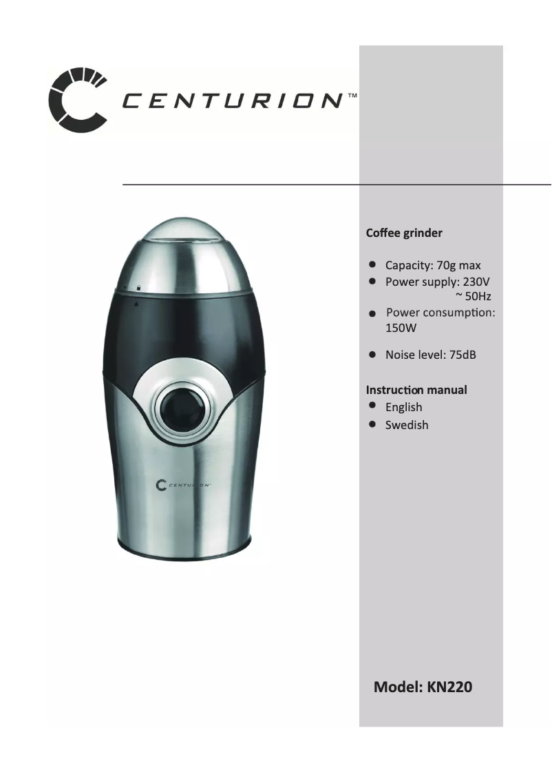 Page 1 de la notice Manuel utilisateur Centurion KN220