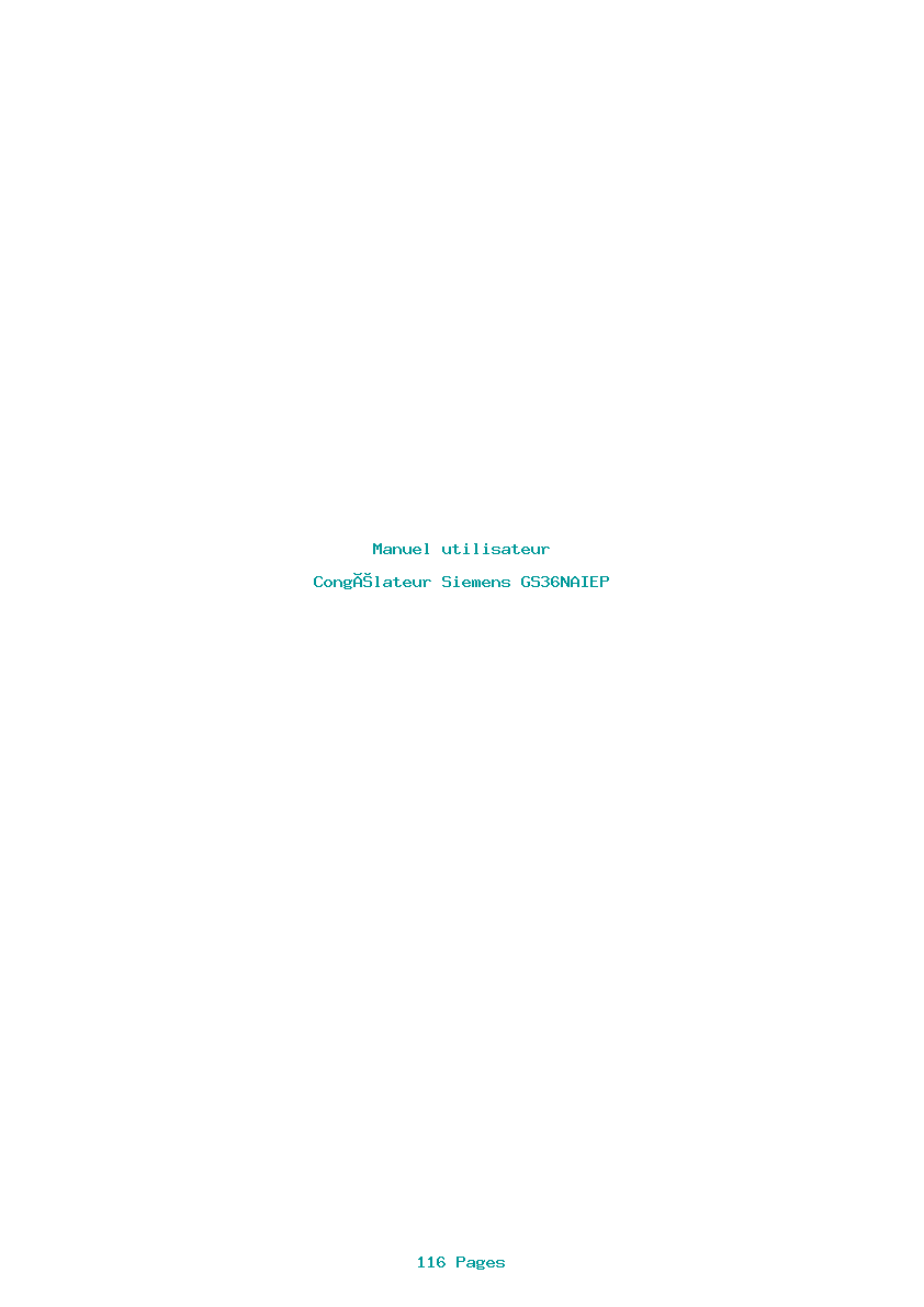 Page 1 de la notice Manuel utilisateur Siemens GS36NAIEP