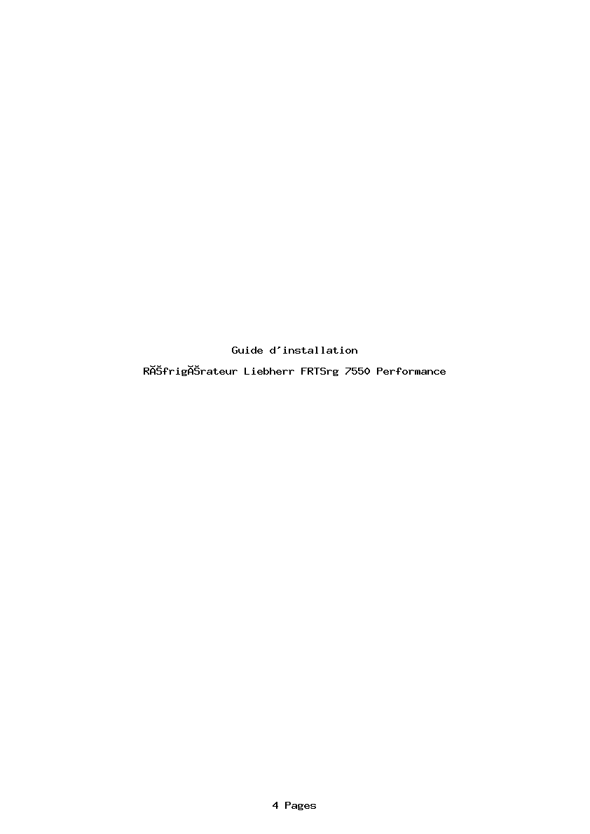 Page 1 de la notice Guide d'installation Liebherr FRTSrg 7550 Performance