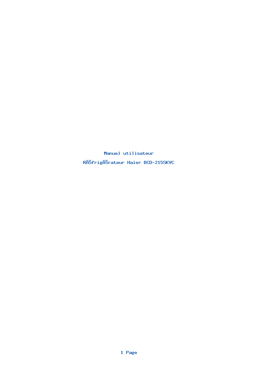 Page 1 de la notice Manuel utilisateur Haier BCD-215SKVC