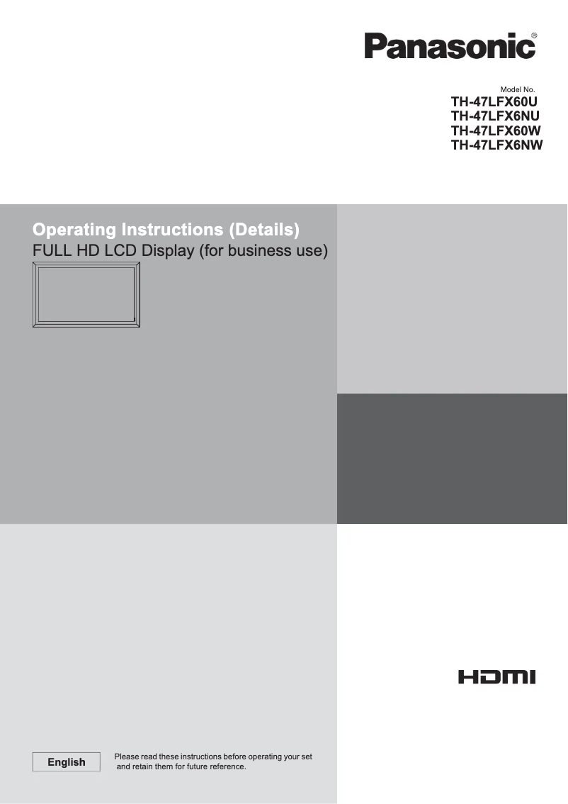 Página 1 del manual Manual de usuario Panasonic TH-47LFX6NW