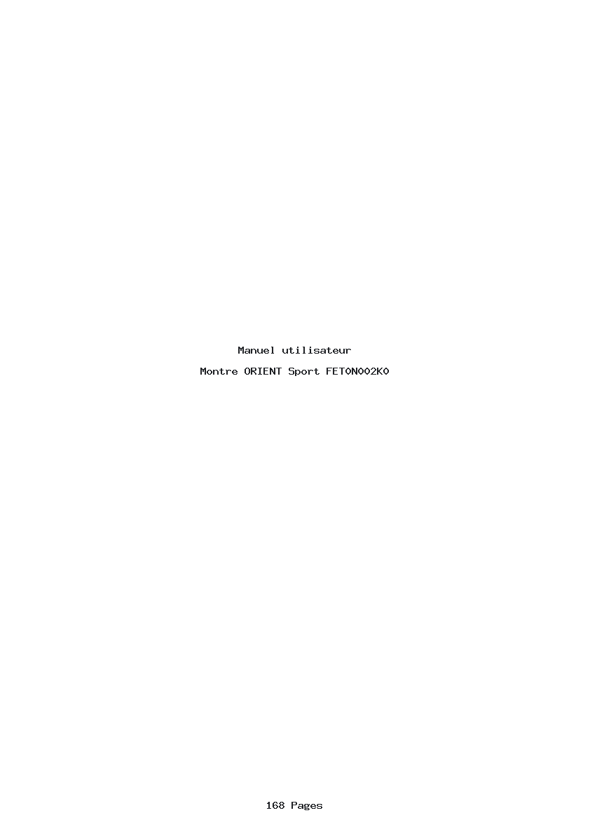 Page 1 de la notice Manuel utilisateur ORIENT Sport FET0N002K0