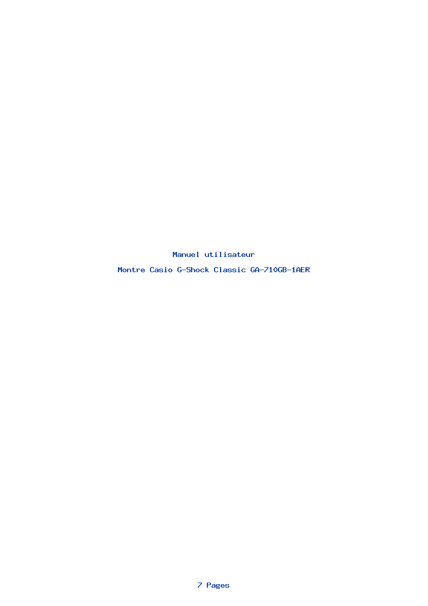 Page 1 de la notice Manuel utilisateur Casio G-Shock Classic GA-710GB-1AER