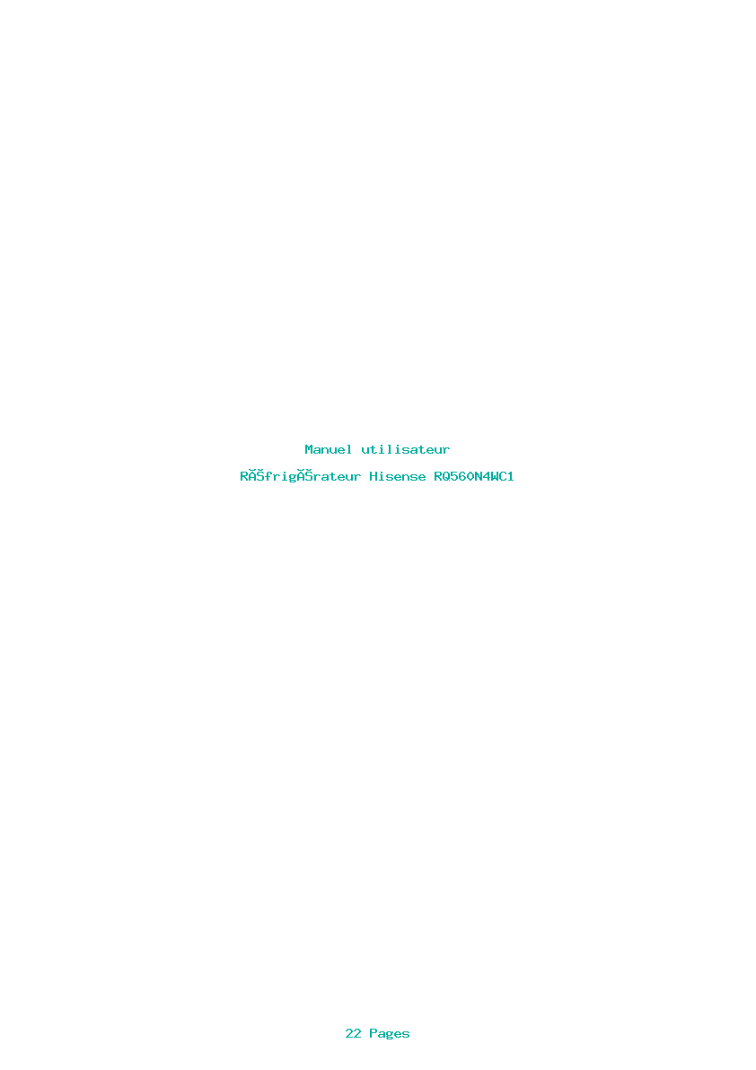 Page 1 de la notice Manuel utilisateur Hisense RQ560N4WC1