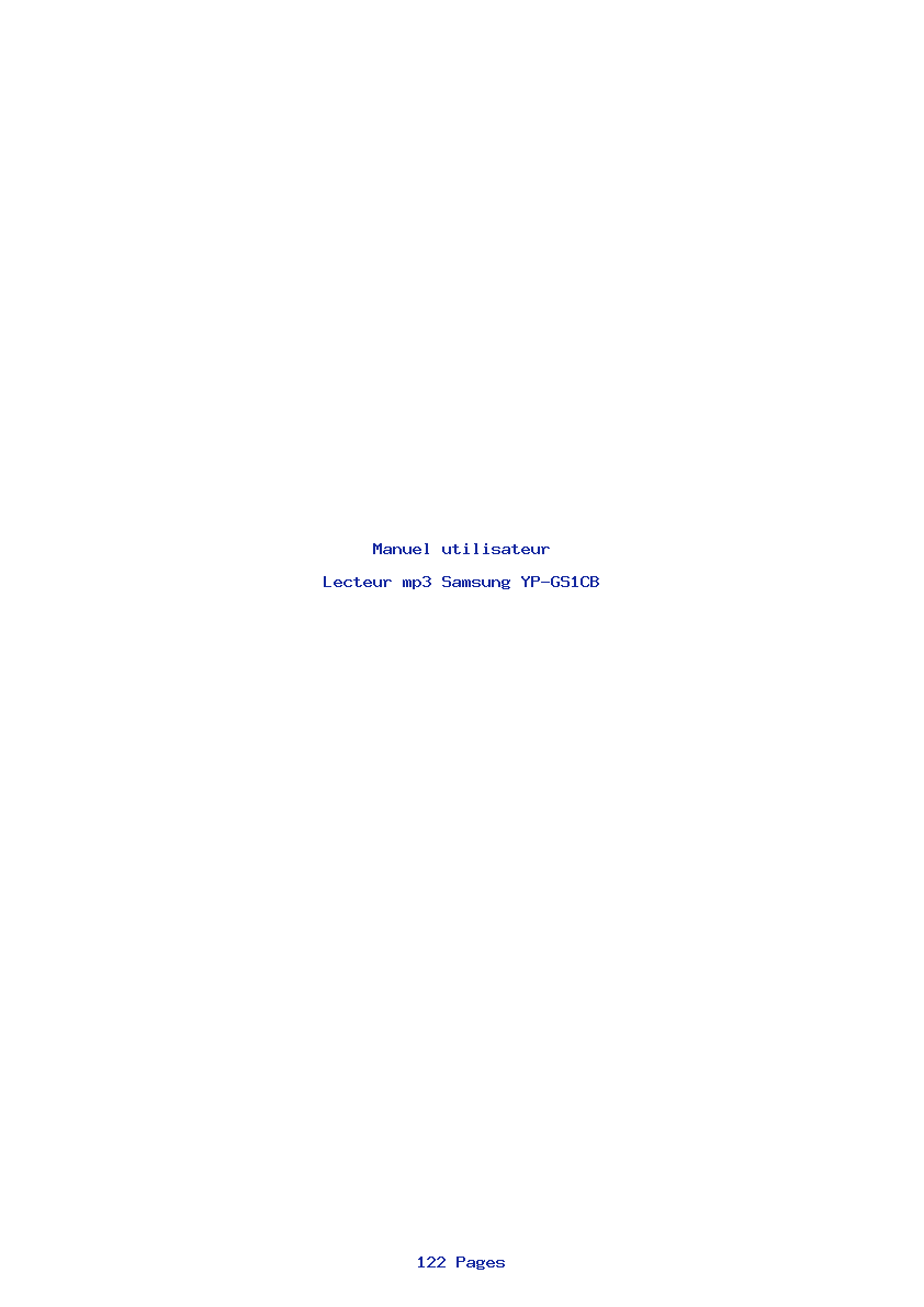 Page 1 de la notice Manuel utilisateur Samsung YP-GS1CB