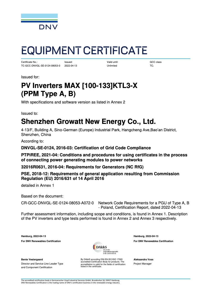 Page 1 de la notice Guide d'installation Growatt MAX 125KTL3-X LV