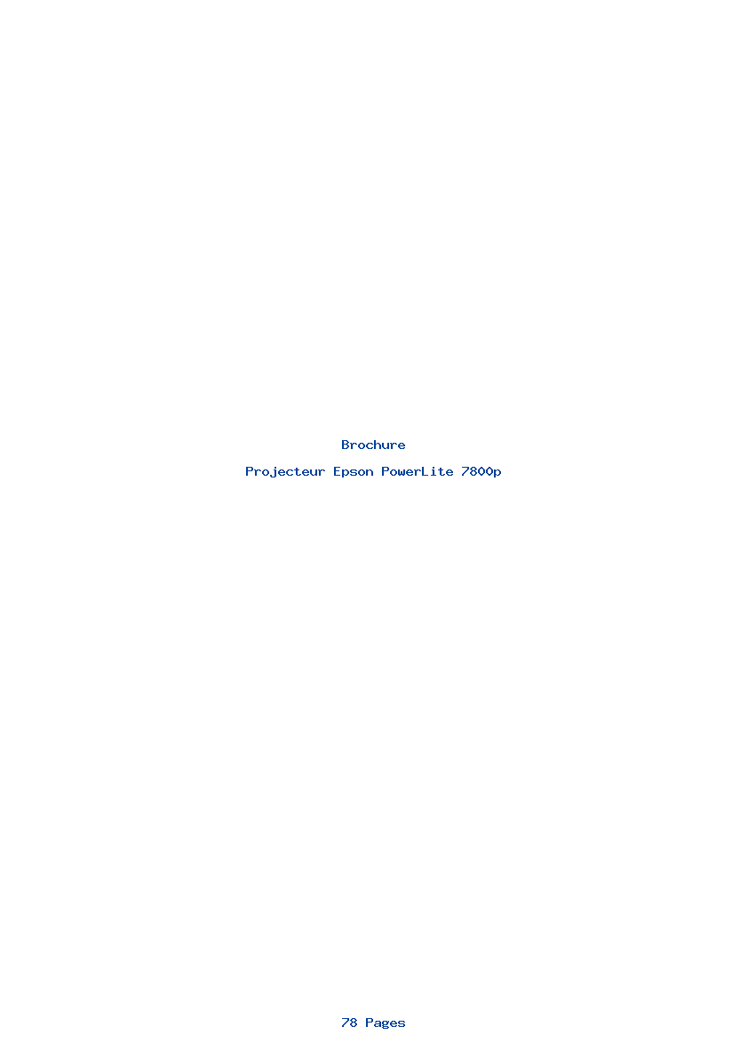Page 1 de la notice Brochure Epson PowerLite 7800p