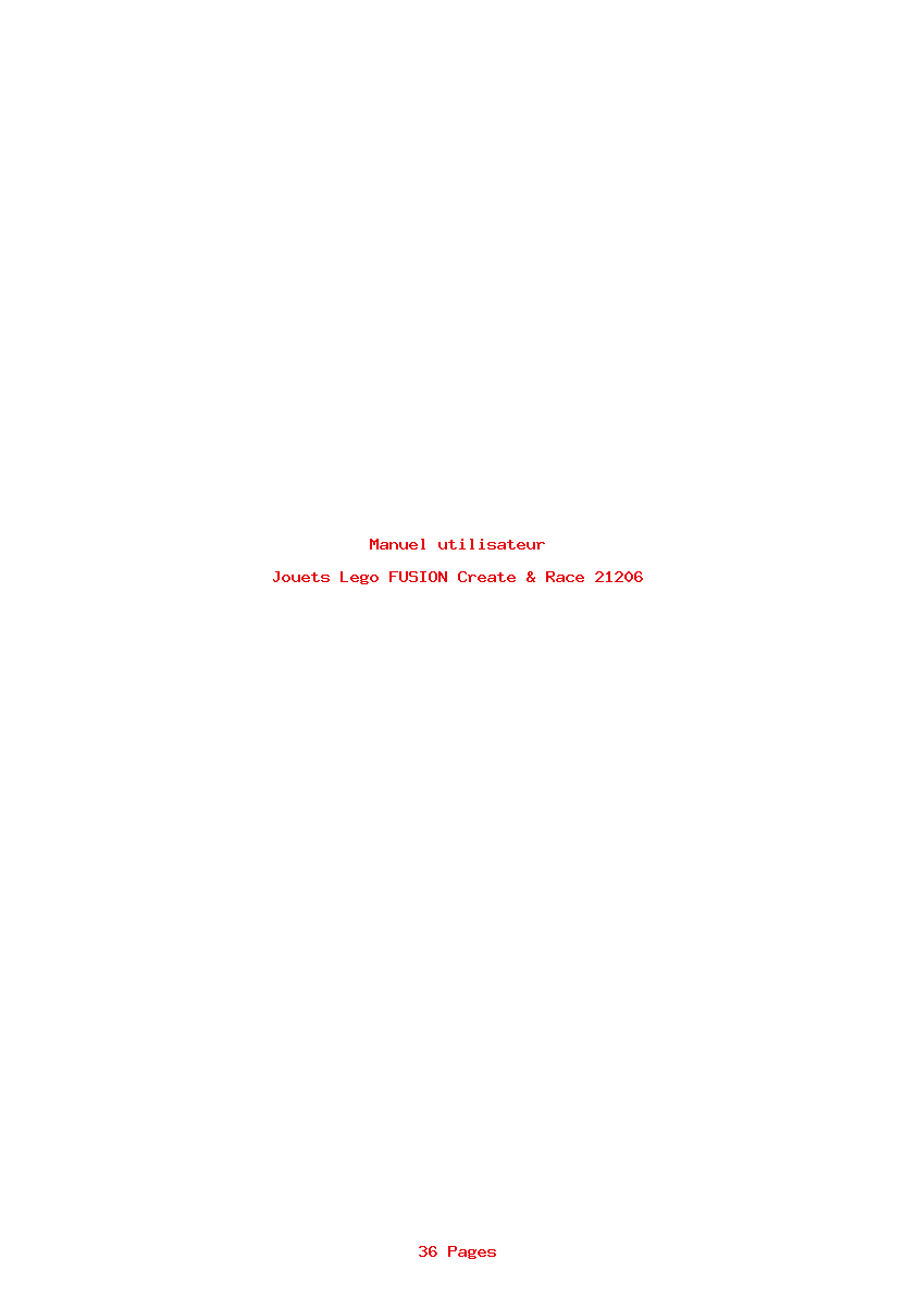 Page 1 de la notice Manuel utilisateur Lego FUSION Create & Race 21206