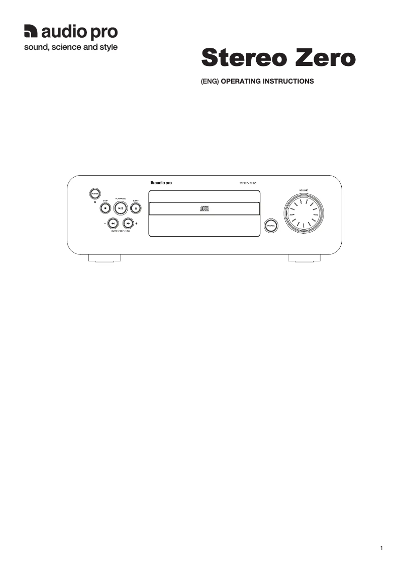 Page 1 de la notice Manuel utilisateur Audio Pro Stereo Zero