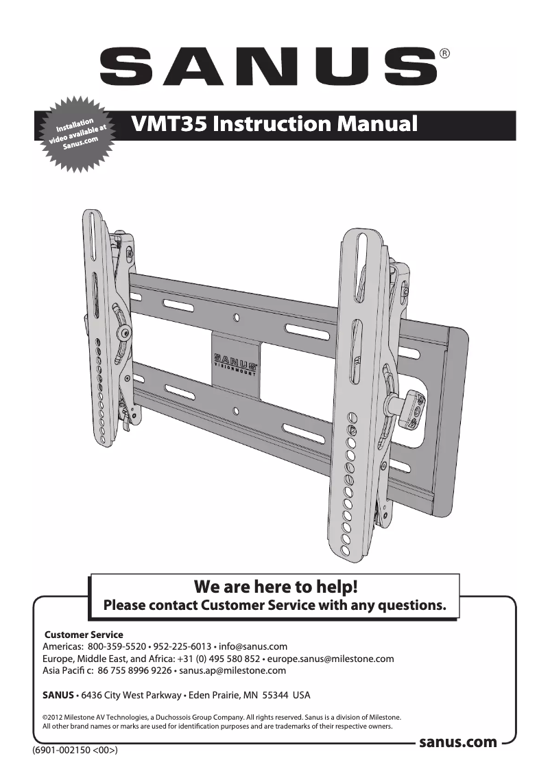 Page 1 de la notice Manuel utilisateur Sanus VMT35