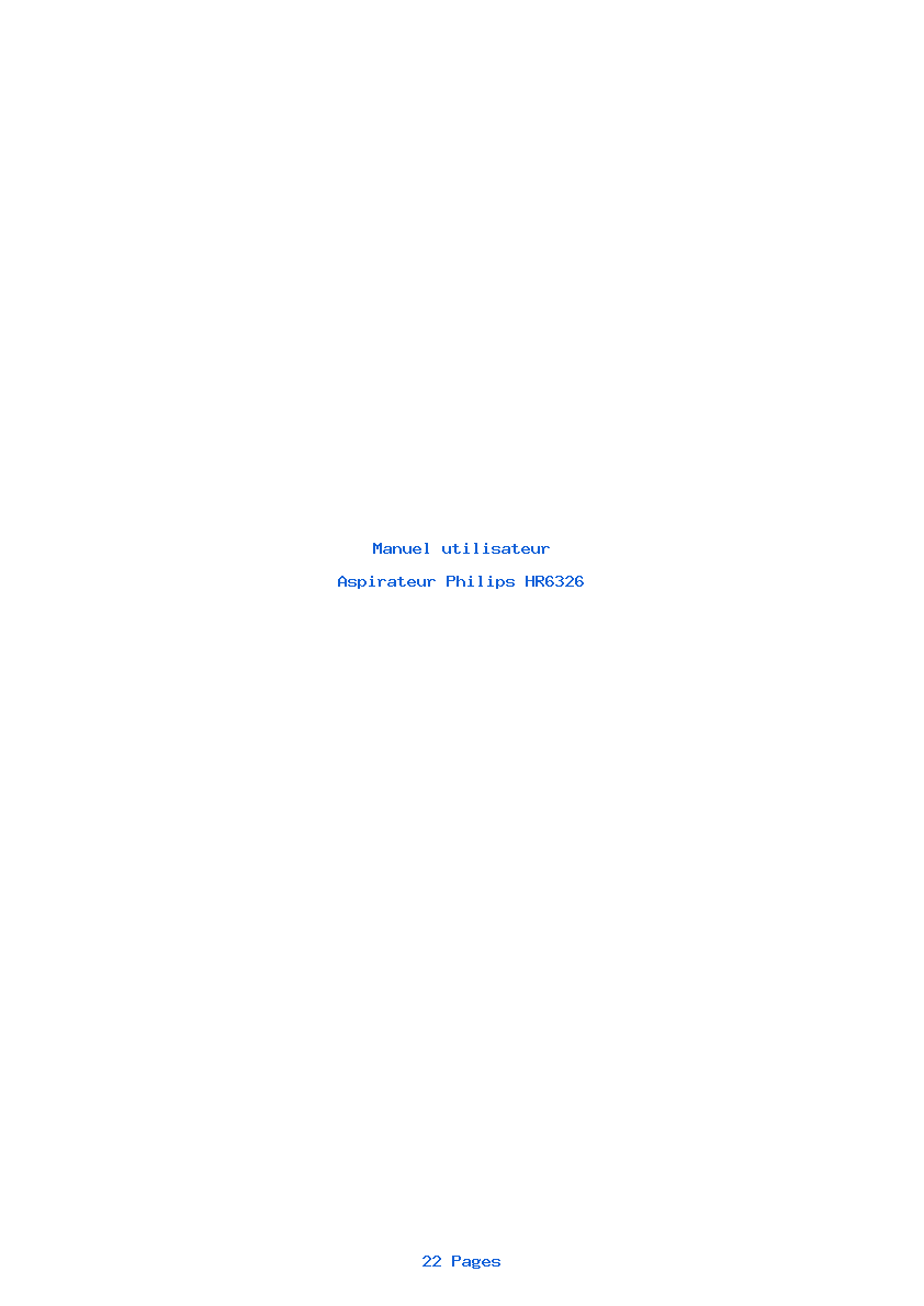 Page 1 de la notice Manuel utilisateur Philips HR6326