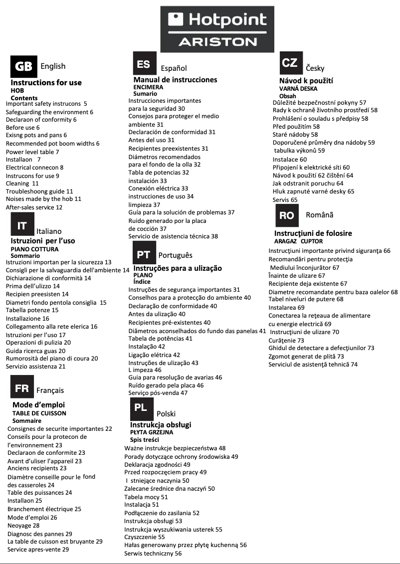 Página 1 del manual Manual de usuario Hotpoint Ariston KIS 740 B