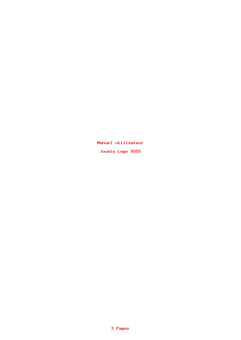 Page 1 de la notice Manuel utilisateur Lego 8555