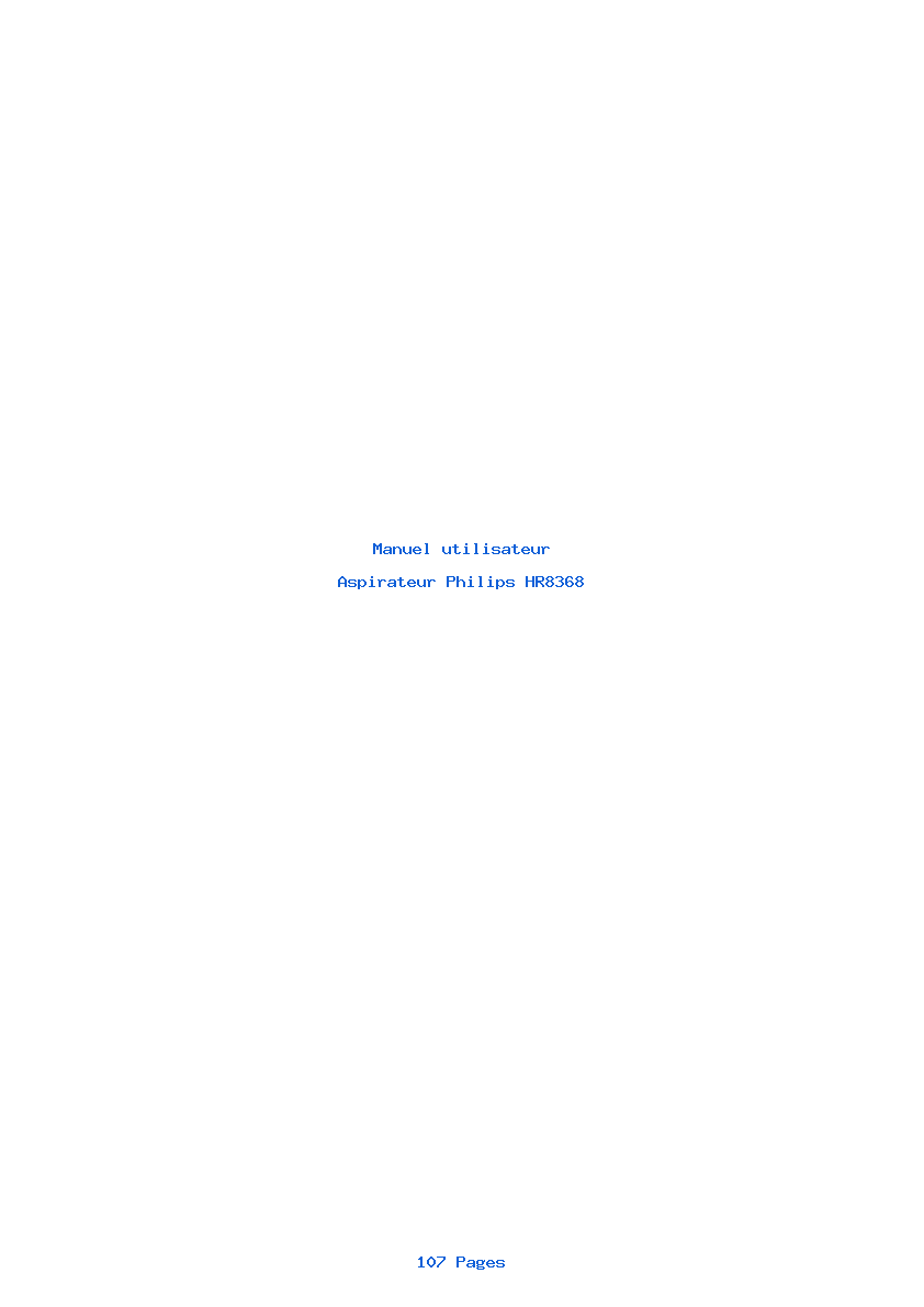 Page 1 de la notice Manuel utilisateur Philips HR8368