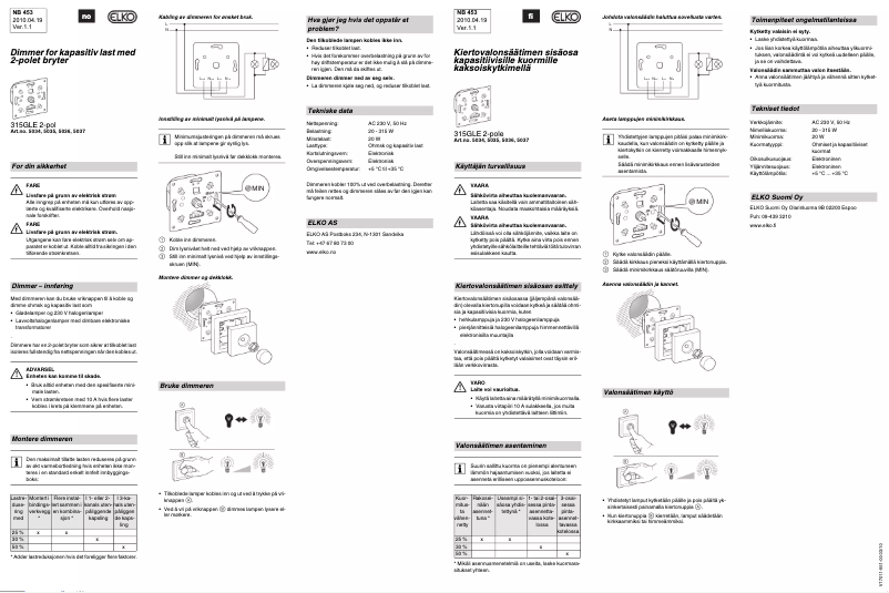 Page 1 de la notice Manuel utilisateur ELKO RS 315 GLE