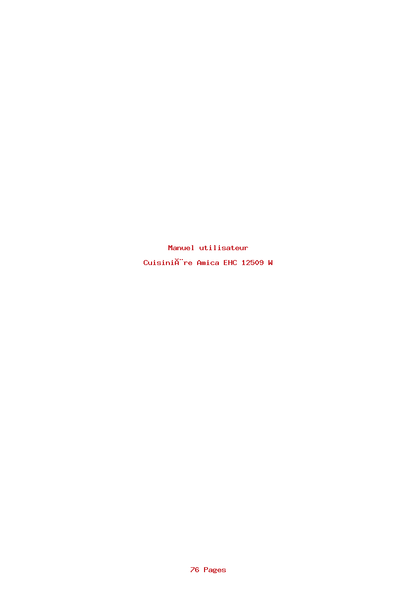 Page 1 de la notice Manuel utilisateur Amica EHC 12509 W