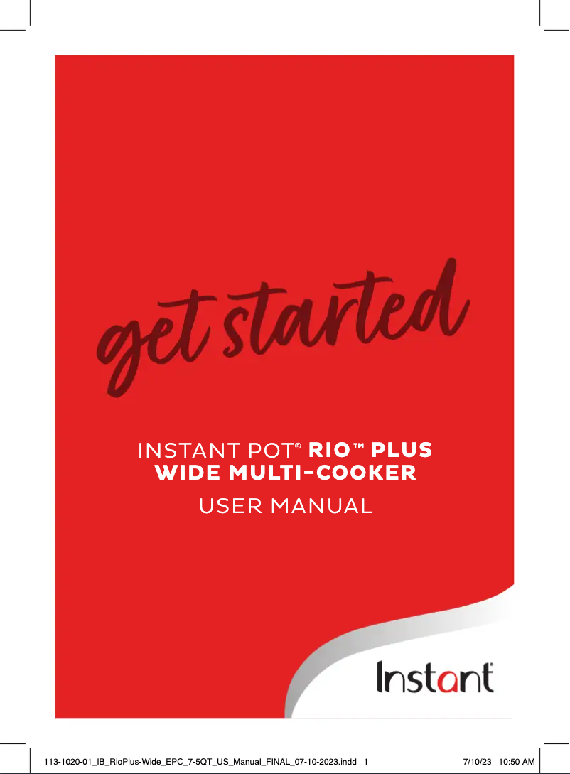 Page 1 de la notice Manuel utilisateur Instant Pot Rio Plus