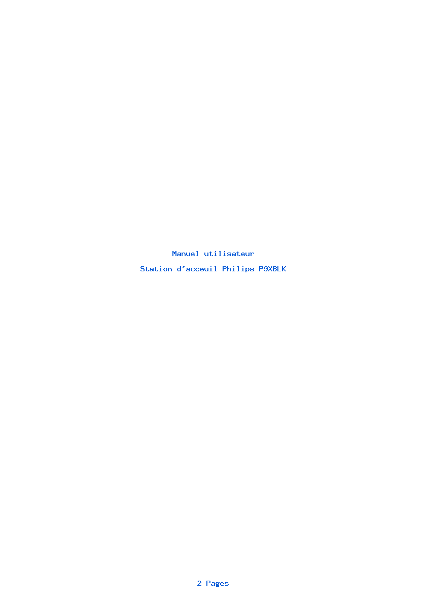 Page 1 de la notice Manuel utilisateur Philips P9XBLK