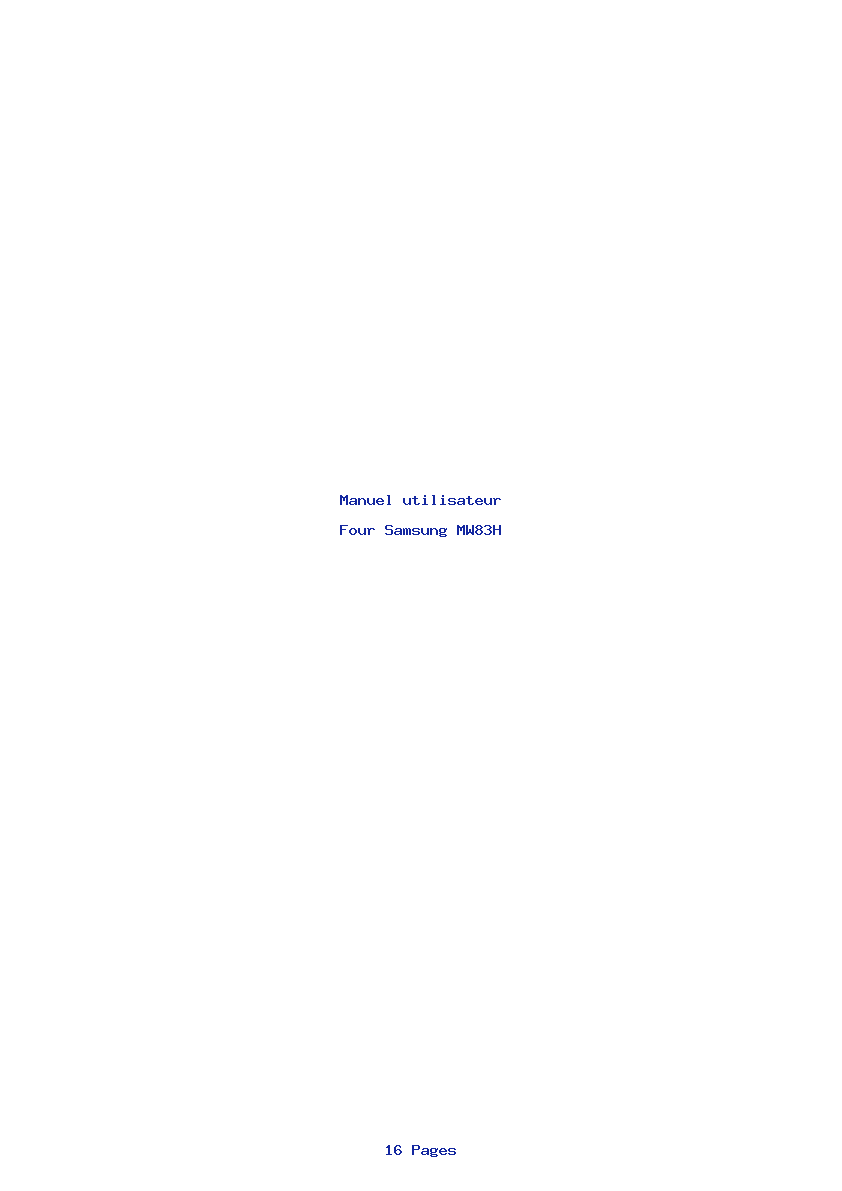 Page 1 de la notice Manuel utilisateur Samsung MW83H
