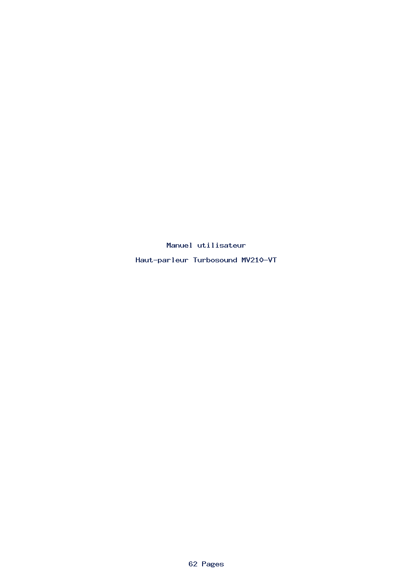 Page 1 de la notice Manuel utilisateur Turbosound MV210-VT