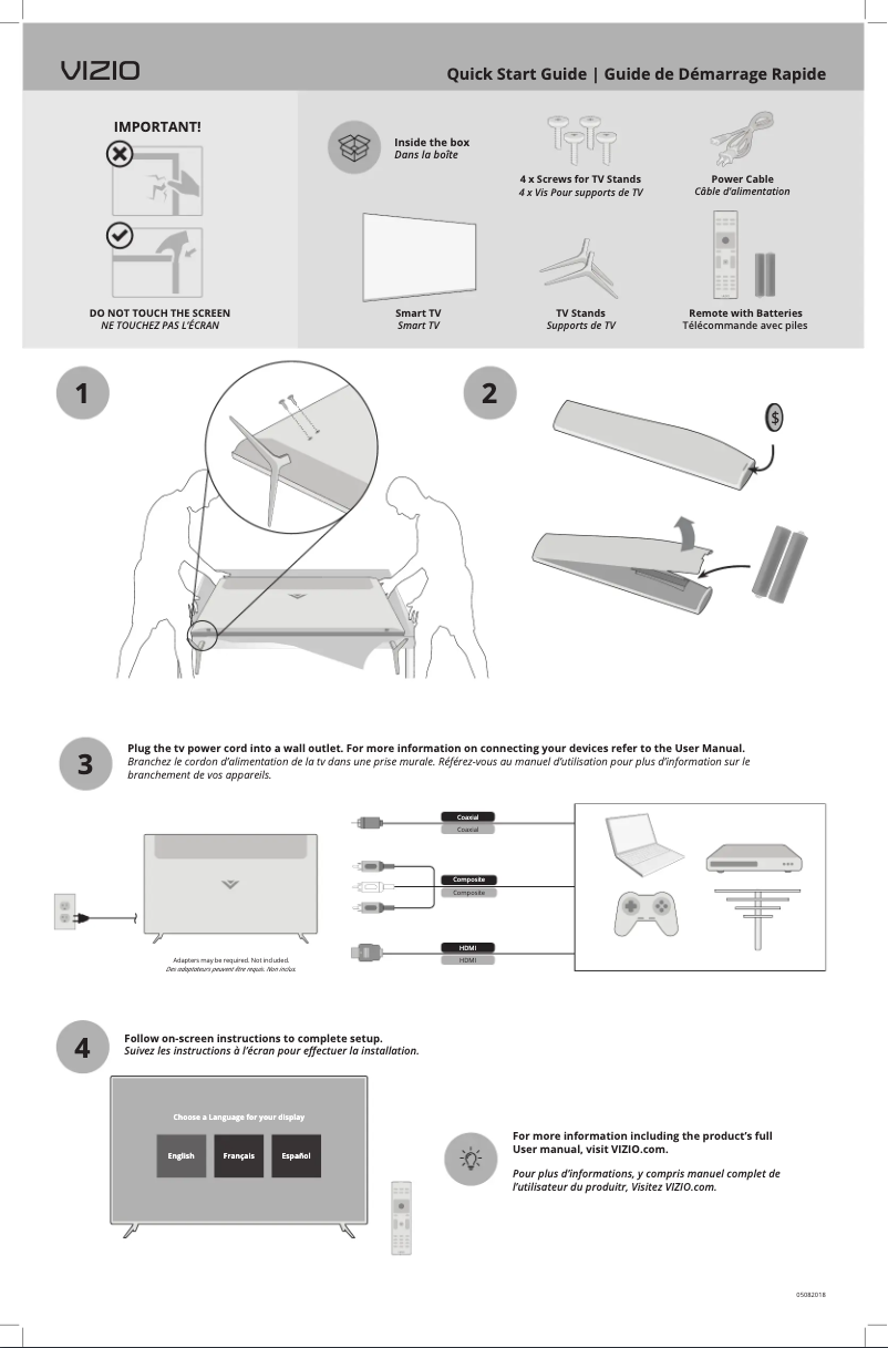 Página 1 del manual Guía de inicio rápido VIZIO V505-G9
