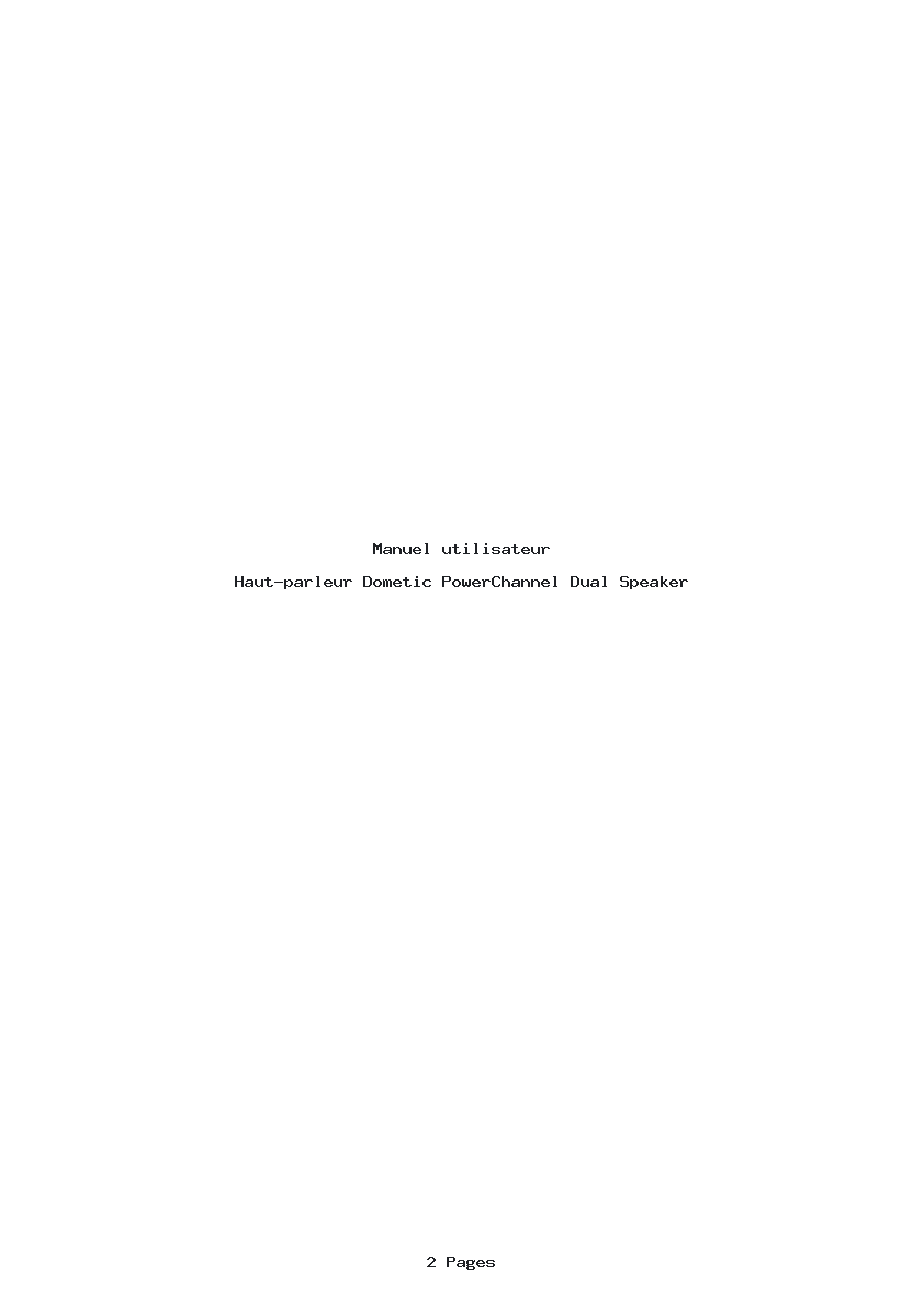 Page 1 de la notice Manuel utilisateur Dometic PowerChannel Dual Speaker