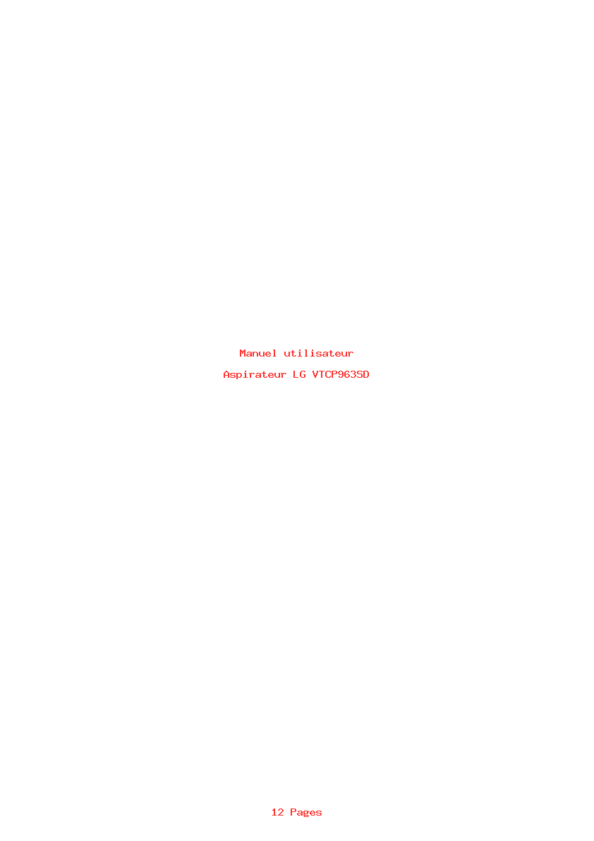 Page 1 de la notice Manuel utilisateur LG VTCP963SD