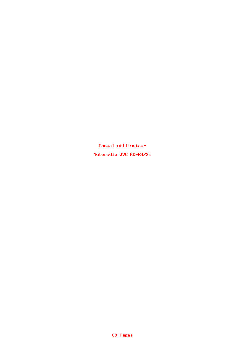 Page 1 de la notice Manuel utilisateur JVC KD-R472E