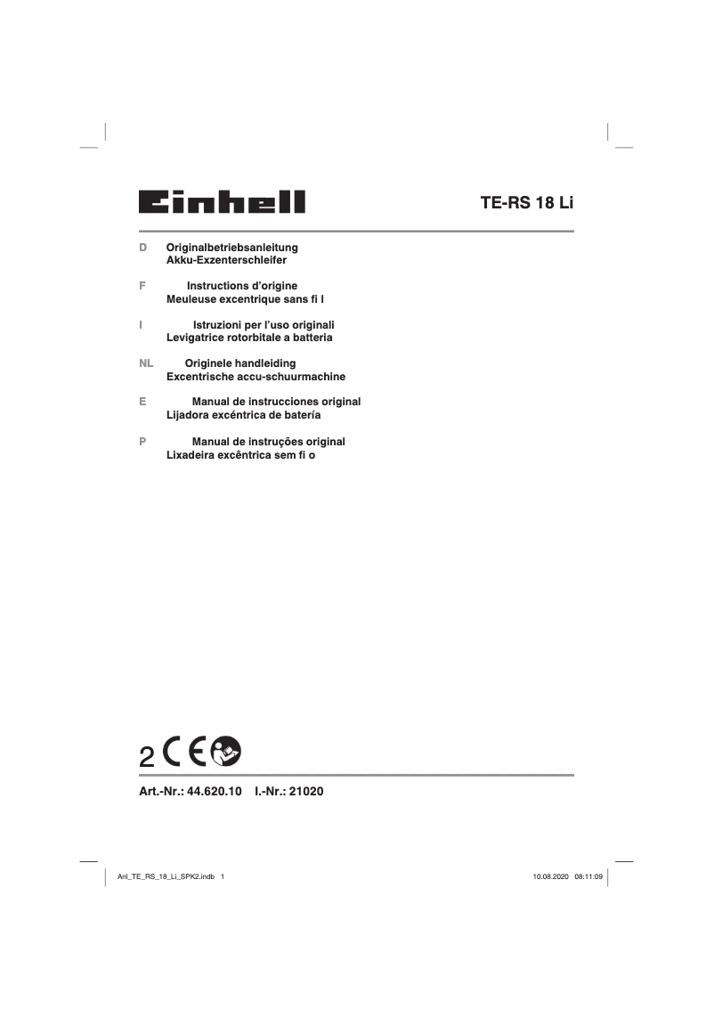 Page 1 de la notice Manuel utilisateur Einhell TE-RS 18 Li